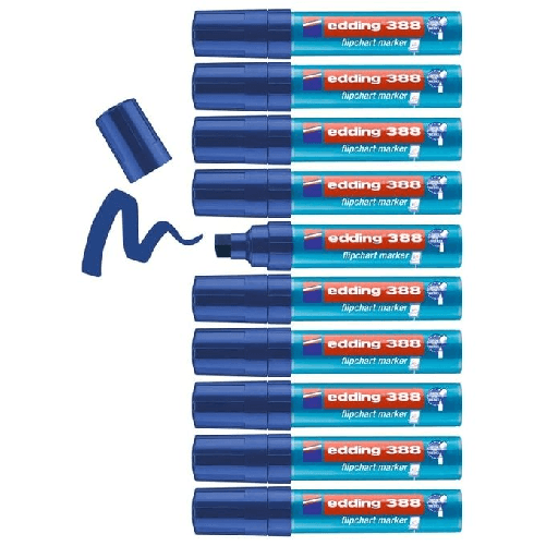 Edding Confezione 10 Marcatori Flipchart Base Acqua Blu