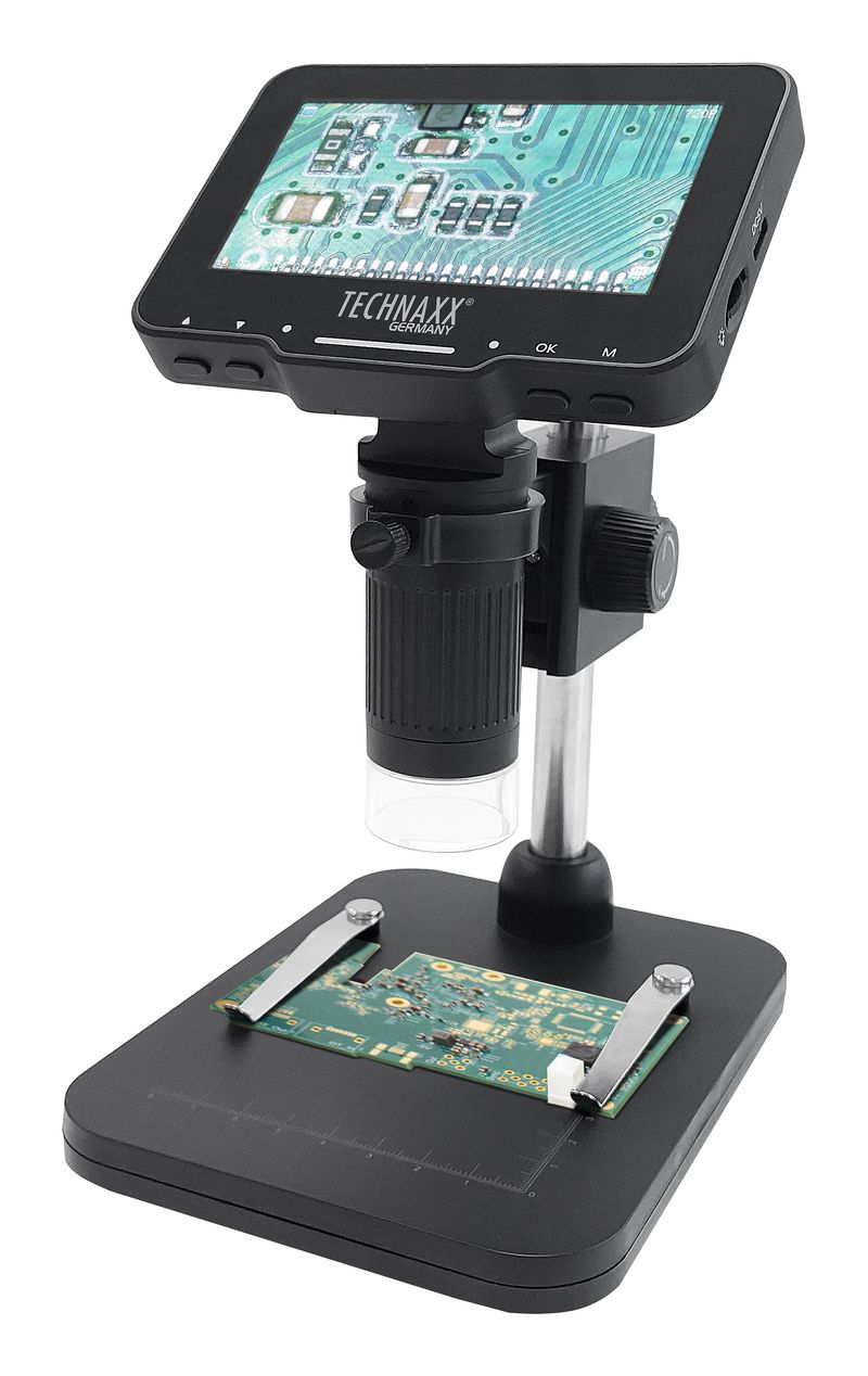 Microscopio-Digitale-Pro-Technaxx-TX-277-con-Ingrandimento-50x-e-Display-IPS-da-4.3-