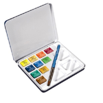 DALER ROWNEY Acquerelli Aquafine - colori assortiti - Daler Rowney - scatola metallo 10 acquerelli + pennello + tavolozza