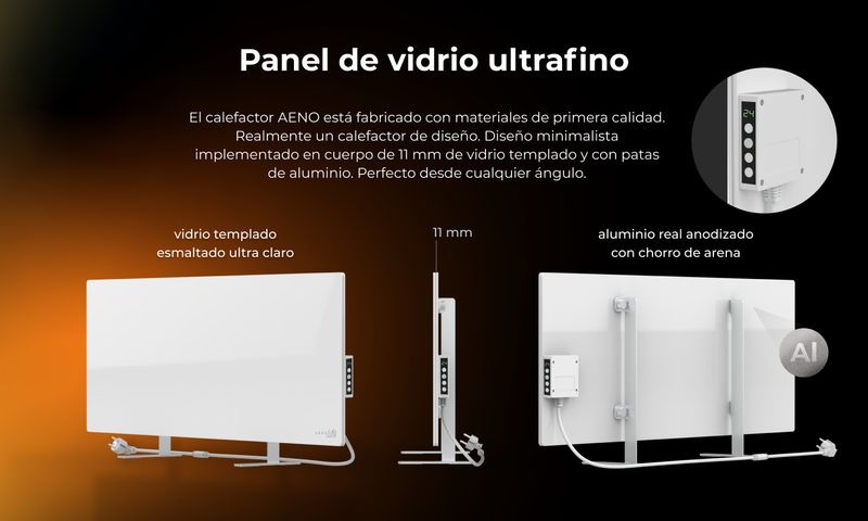 AENO-Infrarot-Heizkorper-Premium-Eco-Smart-LED-GH4S-700W-BK-retail-Interno-Nero-Riscaldatore-ambiente-elettrico-a-infrarossi