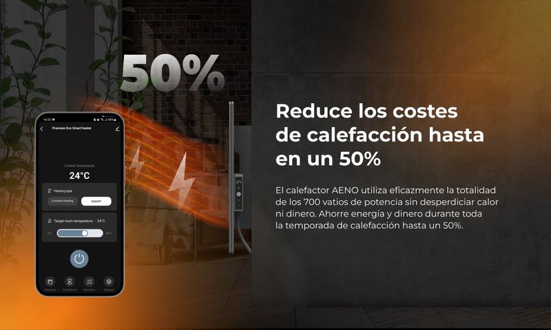 AENO-Infrarot-Heizkorper-Premium-Eco-Smart-LED-GH4S-700W-BK-retail-Interno-Nero-Riscaldatore-ambiente-elettrico-a-infrarossi