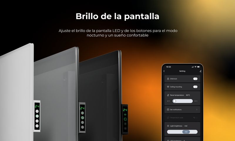 AENO-Infrarot-Heizkorper-Premium-Eco-Smart-LED-GH4S-700W-BK-retail-Interno-Nero-Riscaldatore-ambiente-elettrico-a-infrarossi