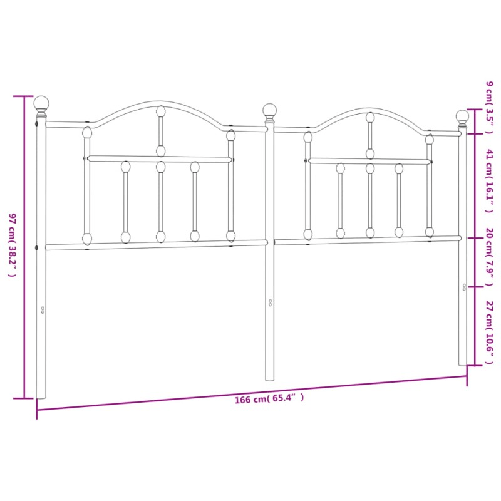 vidaXL-Testiera-in-Metallo-Bianco-160-cm