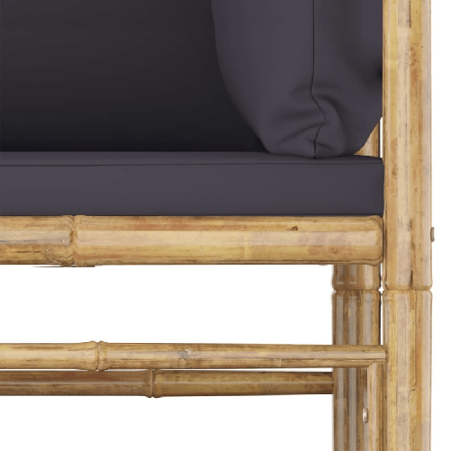 vidaXL-Set-Divani-da-Giardino-2-pz-con-Cuscini-Grigio-Scuro-in-Bambu