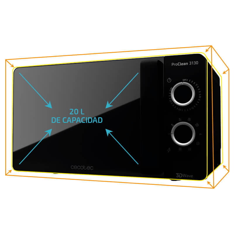 Cecotec-ProClean-3130-Forno-a-Microonde-con-Grill-Capacita--20-Litri-Potenza-700W-Rivestimento-Ready2Clean-e-Tecnologia-3DWave-Nero