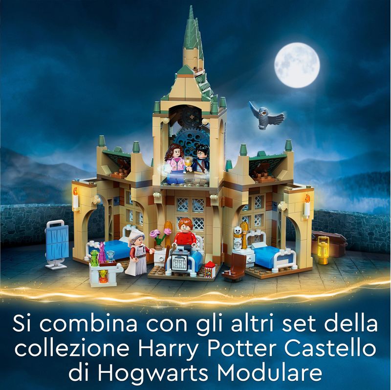 LEGO-Harry-Potter-76398-Ala-dell’infermeria-di-Hogwarts-con-Minifigure-Ron-Weasley-e-Hermione-Granger-Torre-dell-Orologio