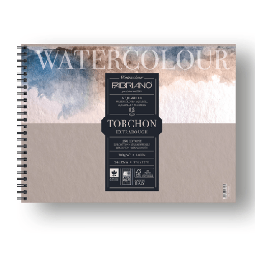 FABRIANO Blocco spiralato 24x32cm 12fg 300gr Watercolour Torchon Fabriano