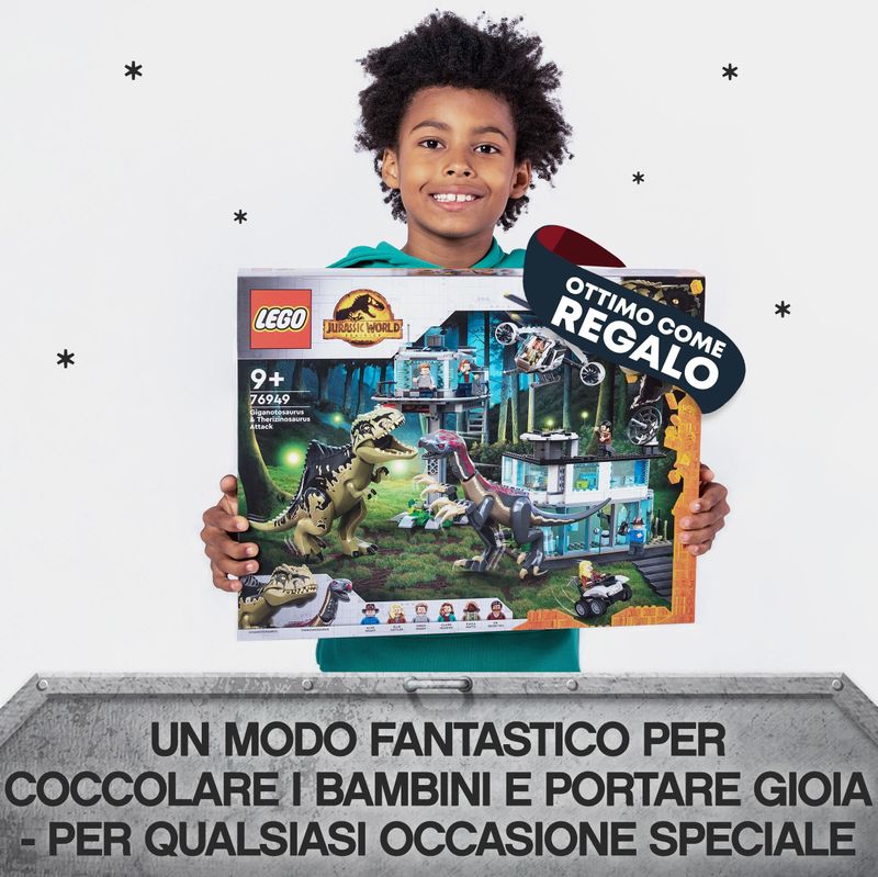 LEGO-Jurassic-World-76949-l’Attacco-del-Giganotosauro-e-del-Terizinosauro-Giochi-per-Bambini-dai-9-Anni-con-Dinosauri