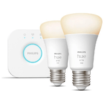 Philips Hue White Starter Kit Bridge + 2 Lampadine Smart E27 75W