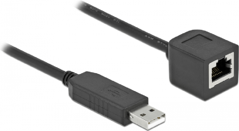 Delock - Serieller Adapter - USB (M) bis RJ-45 (W) - 25cm - USB / USB2.0 / EIA-232 - Schwarz (64162)