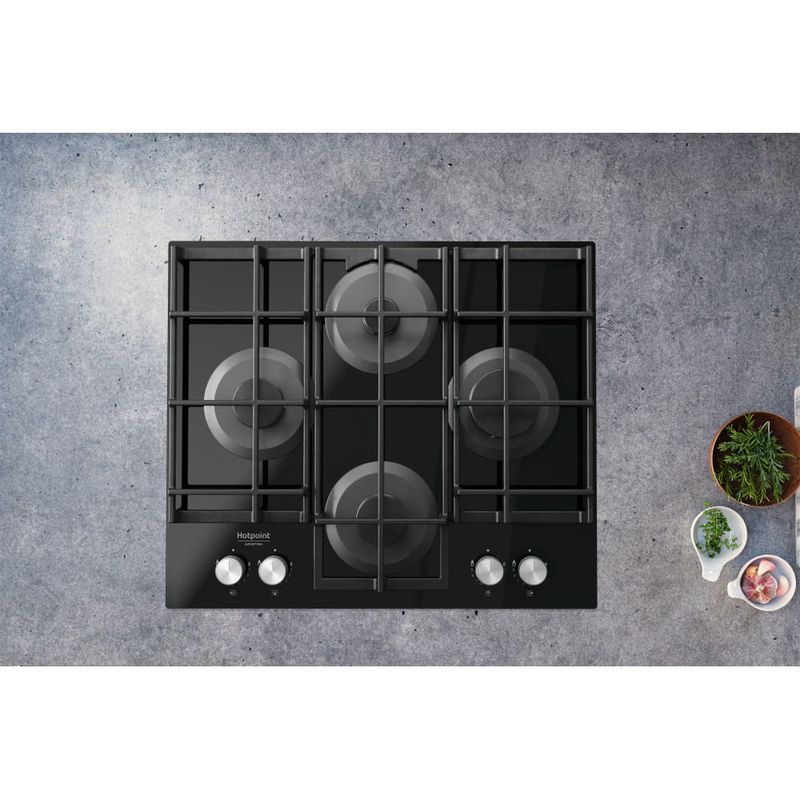 Hotpoint-HAGS-61F-BK-Nero-Da-incasso-59.5-cm-Gas-4-Fornello-i-