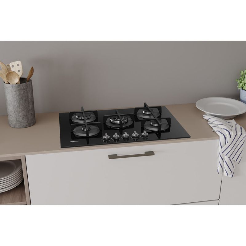 Indesit-ING-72T-BK-Nero-Da-incasso-73-cm-Gas-5-Fornello-i-