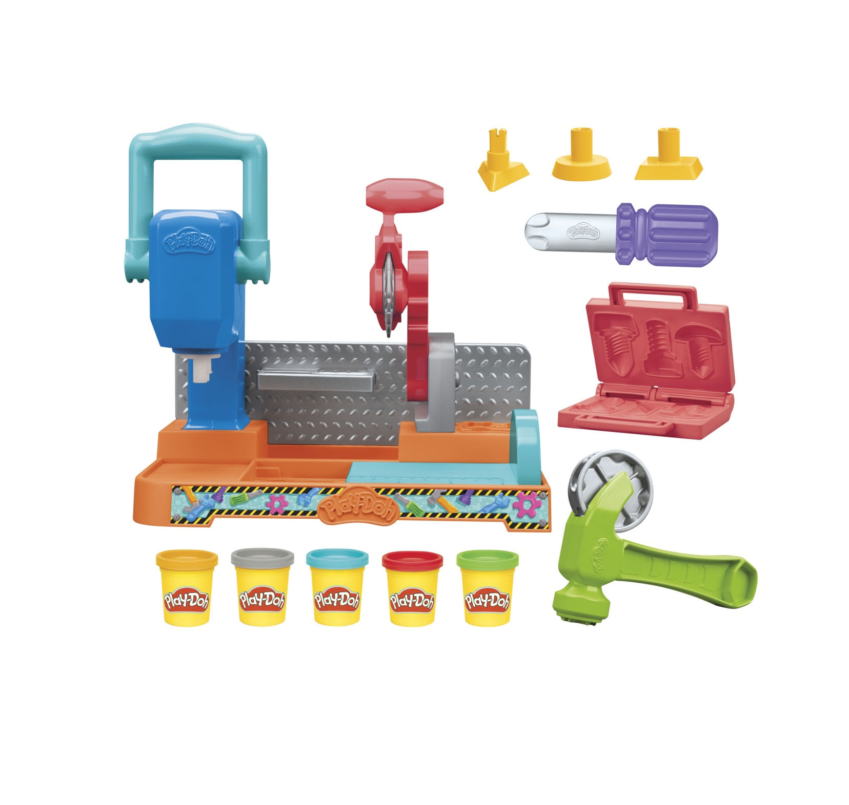 Hasbro Play-Doh La Falegnameria, playset con attrezzi e formine e segheria, playset del falegname