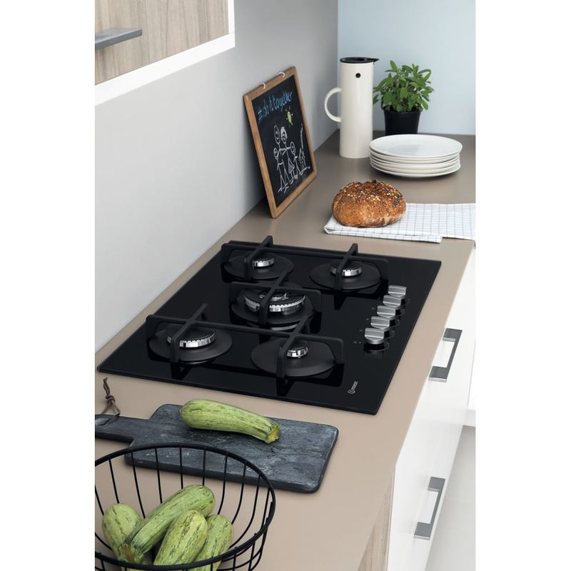 Indesit-ING-72T-BK-Nero-Da-incasso-73-cm-Gas-5-Fornello-i-