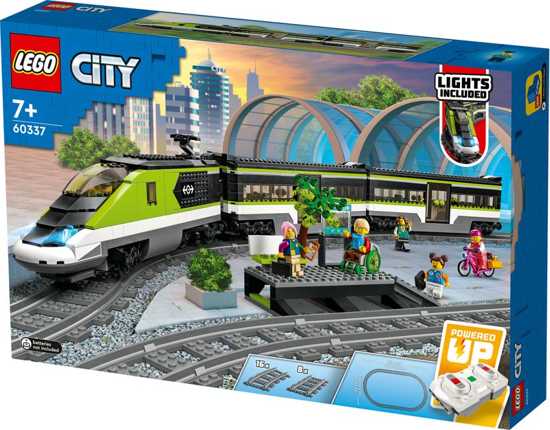 LEGO-City-60337-Treno-Passeggeri-Espresso-con-Locomotiva-Giocattolo-Telecomandata-con-Luci-e-Binari-Giochi-per-Bambini