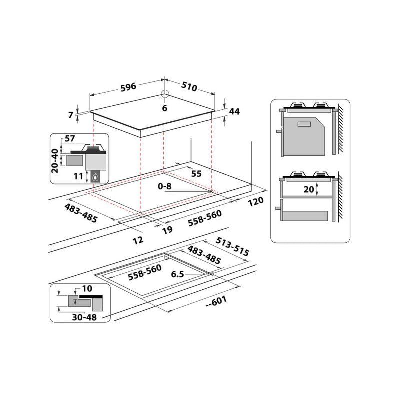 Hotpoint-HAGS-61F-BK-Nero-Da-incasso-59.5-cm-Gas-4-Fornello-i-