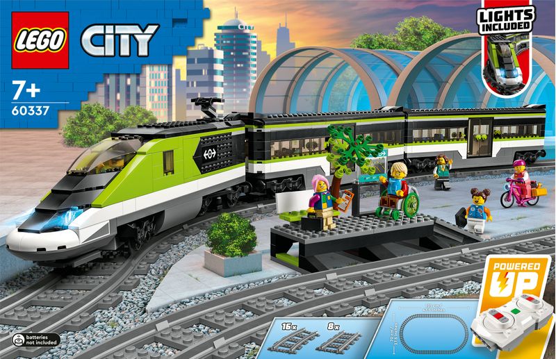 LEGO-City-60337-Treno-Passeggeri-Espresso-con-Locomotiva-Giocattolo-Telecomandata-con-Luci-e-Binari-Giochi-per-Bambini