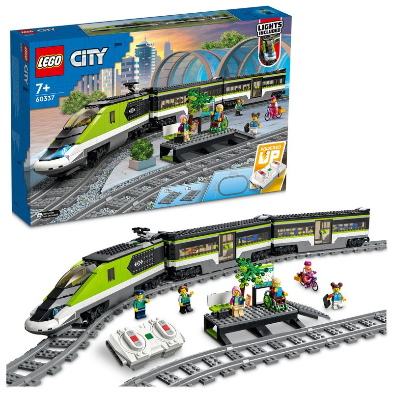 LEGO-City-60337-Treno-Passeggeri-Espresso-con-Locomotiva-Giocattolo-Telecomandata-con-Luci-e-Binari-Giochi-per-Bambini