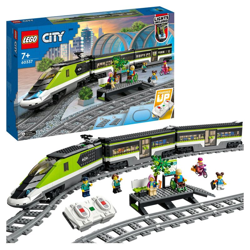 LEGO-City-60337-Treno-Passeggeri-Espresso-con-Locomotiva-Giocattolo-Telecomandata-con-Luci-e-Binari-Giochi-per-Bambini