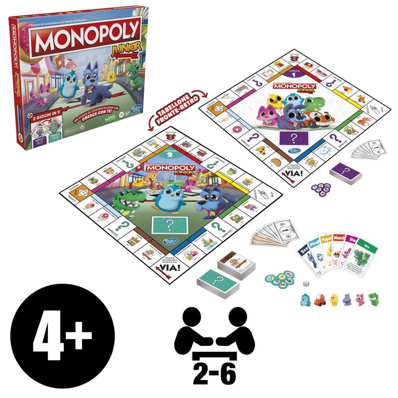 Hasbro-Gioco-Gaming-Monopoly-Junior-2-Giochi-in-1