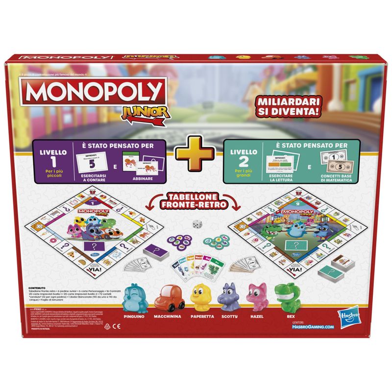 Hasbro-Gioco-Gaming-Monopoly-Junior-2-Giochi-in-1