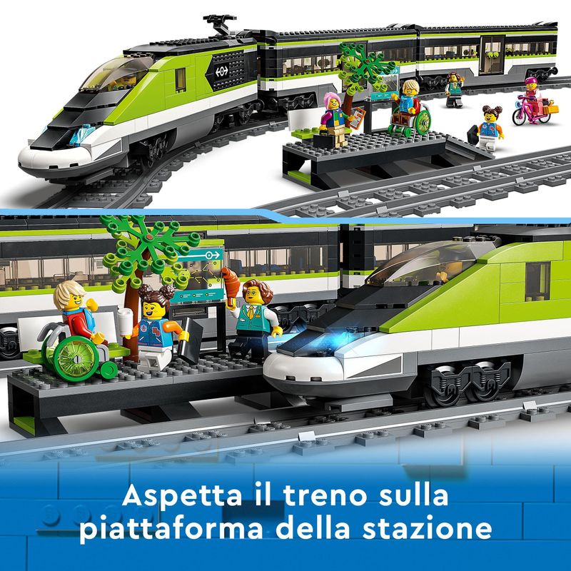 LEGO-City-60337-Treno-Passeggeri-Espresso-con-Locomotiva-Giocattolo-Telecomandata-con-Luci-e-Binari-Giochi-per-Bambini