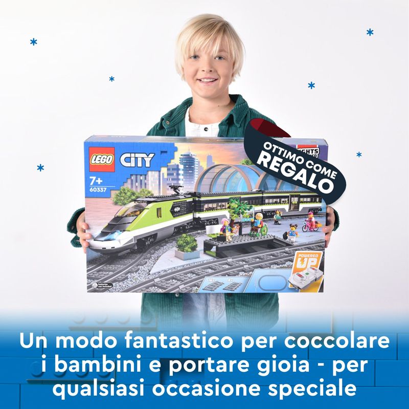 LEGO-City-60337-Treno-Passeggeri-Espresso-con-Locomotiva-Giocattolo-Telecomandata-con-Luci-e-Binari-Giochi-per-Bambini