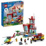 LEGO-City-Fire-Caserma-dei-Pompieri-con-Camion-ed-Elicottero-Giocattolo-e-Garage