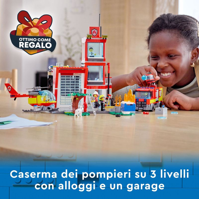 LEGO-City-Fire-Caserma-dei-Pompieri-con-Camion-ed-Elicottero-Giocattolo-e-Garage