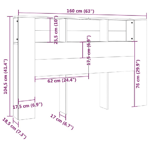 Testiera-con-Scomparti-Rovere-Sonoma-160x185x1045-cm