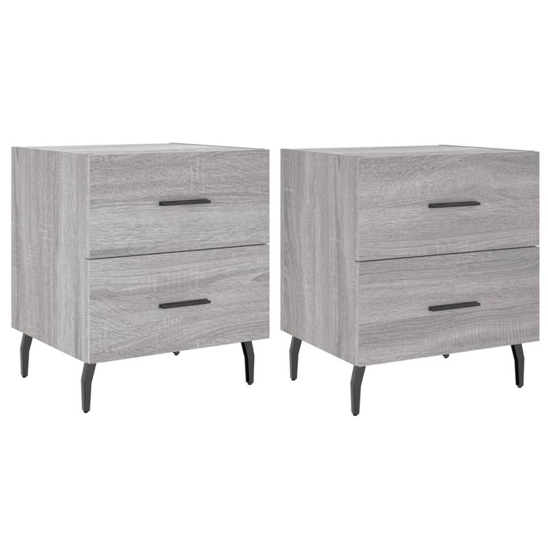 vidaXL-Comodini-2-pz-Grigio-Sonoma-40x35x475-cm-in-Legno-Multistrato