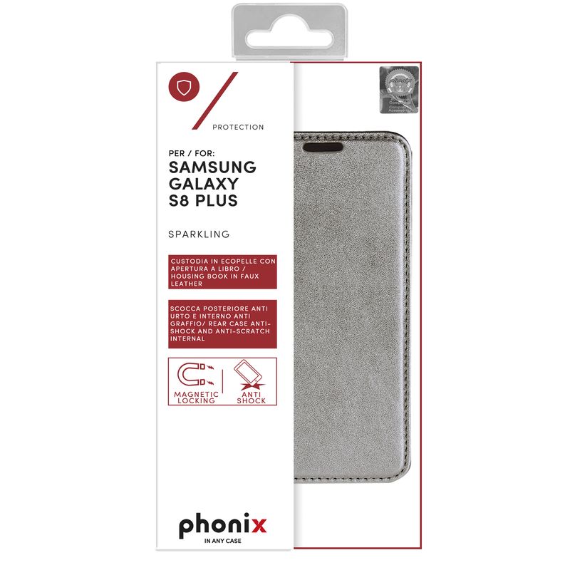 Phonix-Custodia-a-Libro-in-Ecopelle-Sparkling-per-Samsung-Galaxy-S8-Plus---Grigio-Metallico