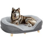 PawHut Cuccia Divano per Cani con Imbottitura, Lettino per Cani Taglia Grande e Media fino 25kg, 90x78x25cm, Grigio