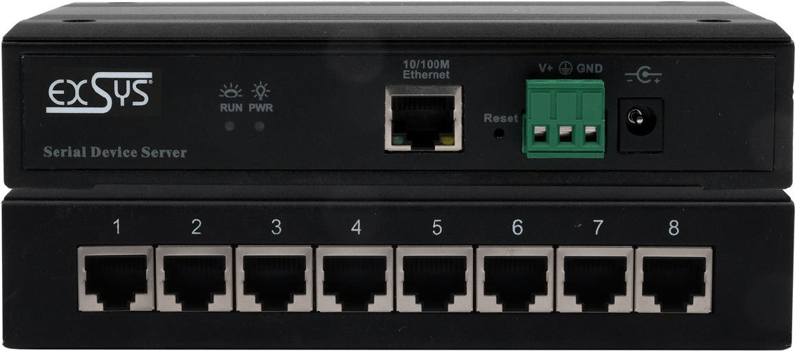EXSYS GmbH Serial Device Server 8x RS232/422/485, mit Netzadapter (EX-61008)