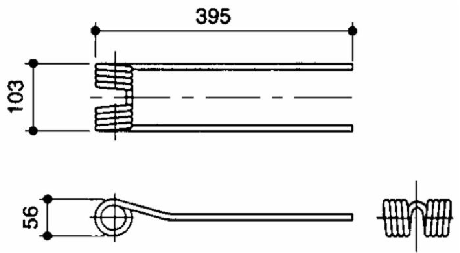 Dente Girello Bcs Borsari Filo 9 L 395mm confezione da 5 pezzi
