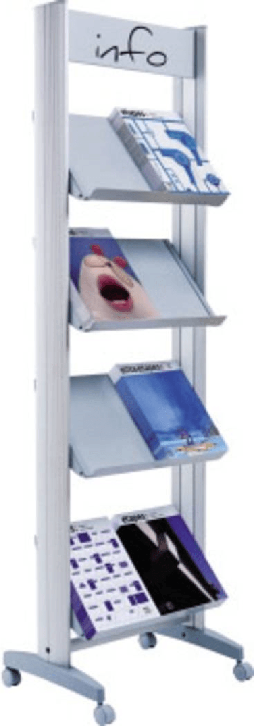 Paperflow Prospektstnder 50 x 167,8 x 38,5 cm (B x H x T) Aluminium alu 8 Fcher (8.A4TM.35)
