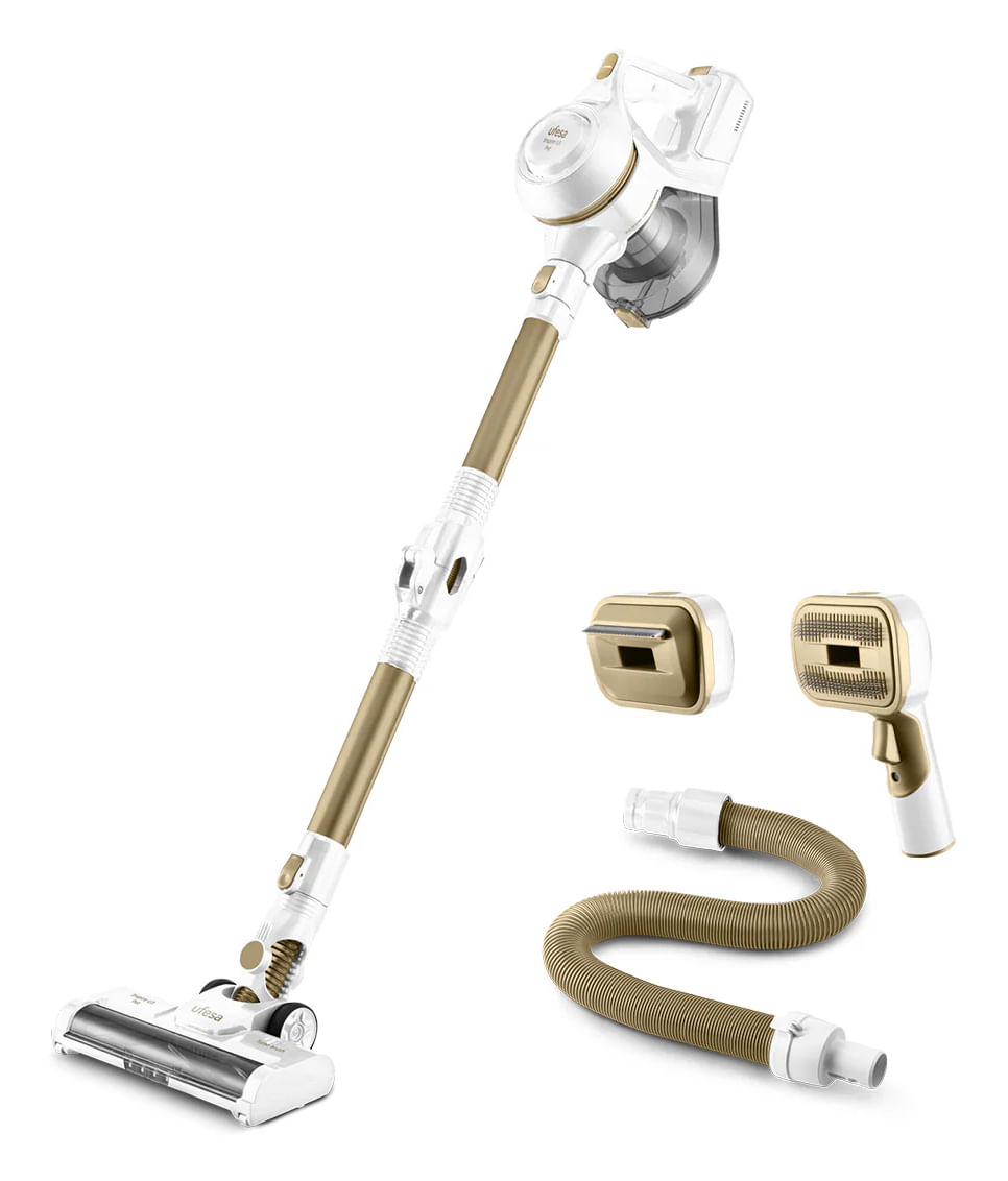 Ufesa U3 Digital Pet Aspirapolvere a bastone 2 in 1 Batteria Secco Senza sacchetto 0,8 L Oro, Bianco 2,2 Ah