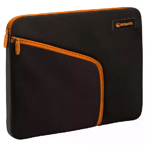Atlantis-Borsa-notebook-Tablet-7---Philo-nero-zip-Arancio-tasca-Laterale