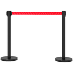 Outsunny Set 2 Colonnine Segnapercorso con Nastro Estendibile di 2 m, Ø32x90 cm, Nero e Rosso