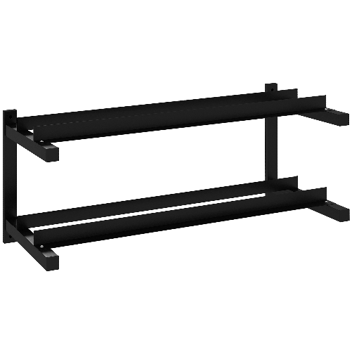 SPORTNOW Rastrelliera Porta Manubri a 2 Livelli a Parete per 70kg max, in Acciaio, 98x40x35 cm, Nero
