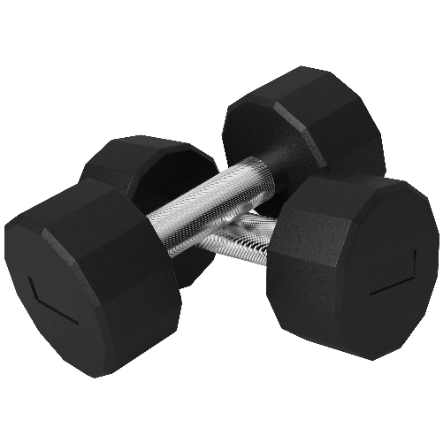 SPORTNOW Set 2 Manubri a 12 Lati da 10 kg in Metallo e Gomma con Impugnatura Antiscivolo, 26x13x13 cm, Nero