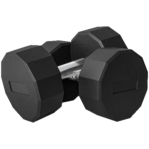 SPORTNOW Set 2 Manubri a 12 Lati da 15 kg in Metallo e Gomma con Impugnatura Antiscivolo, 26x15.5x15.5 cm, Nero