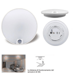 PLAFONIERA LED SOFFITTO ROTONDA 12W LUCE FREDDA SENSORE MOVIMENTO INFRAROSSI