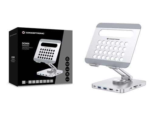 Conceptronic-DONN26G-Supporto-per-Tablet-con-Docking-Station-USB-3.2-Gen-1-8-in-1