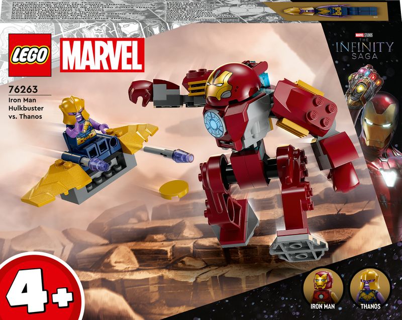 LEGO-Marvel-76263-Iron-Man-Hulkbuster-vs.-Thanos-Gioco-per-Bambini-4--Anni-Action-Figure-con-Aereo-Giocattolo-e-2-Minifigure