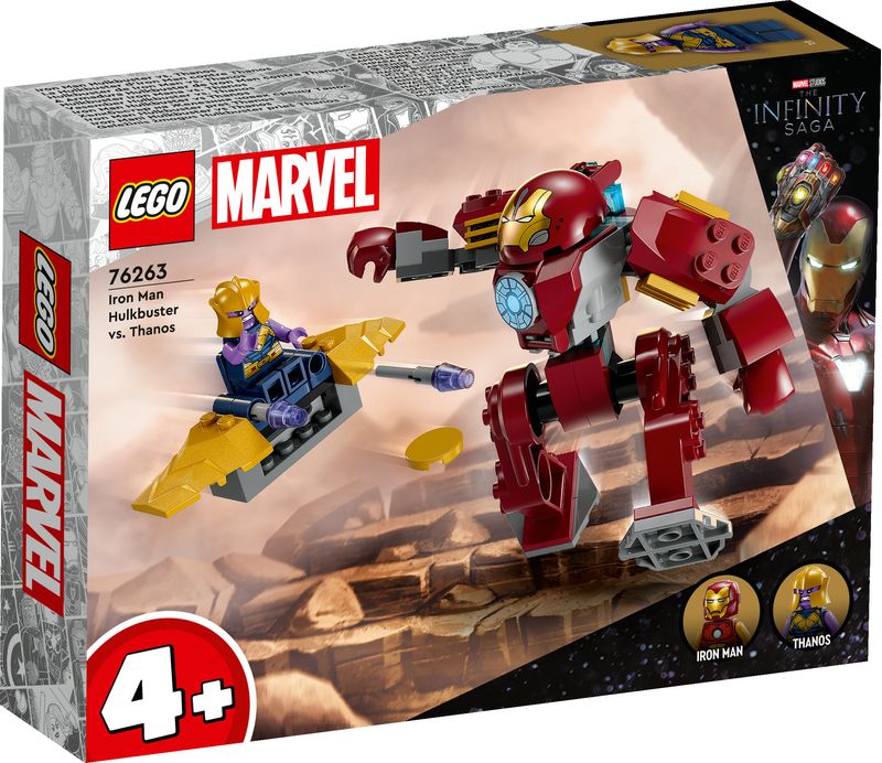 LEGO-Marvel-76263-Iron-Man-Hulkbuster-vs.-Thanos-Gioco-per-Bambini-4--Anni-Action-Figure-con-Aereo-Giocattolo-e-2-Minifigure