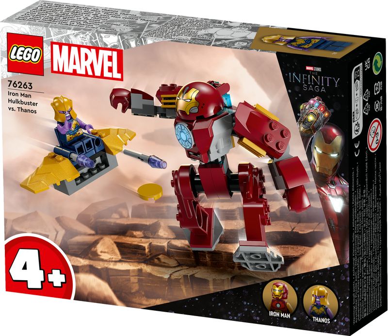 LEGO-Marvel-76263-Iron-Man-Hulkbuster-vs.-Thanos-Gioco-per-Bambini-4--Anni-Action-Figure-con-Aereo-Giocattolo-e-2-Minifigure