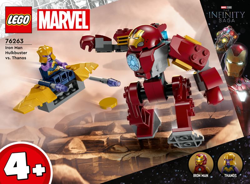 LEGO-Marvel-76263-Iron-Man-Hulkbuster-vs.-Thanos-Gioco-per-Bambini-4--Anni-Action-Figure-con-Aereo-Giocattolo-e-2-Minifigure