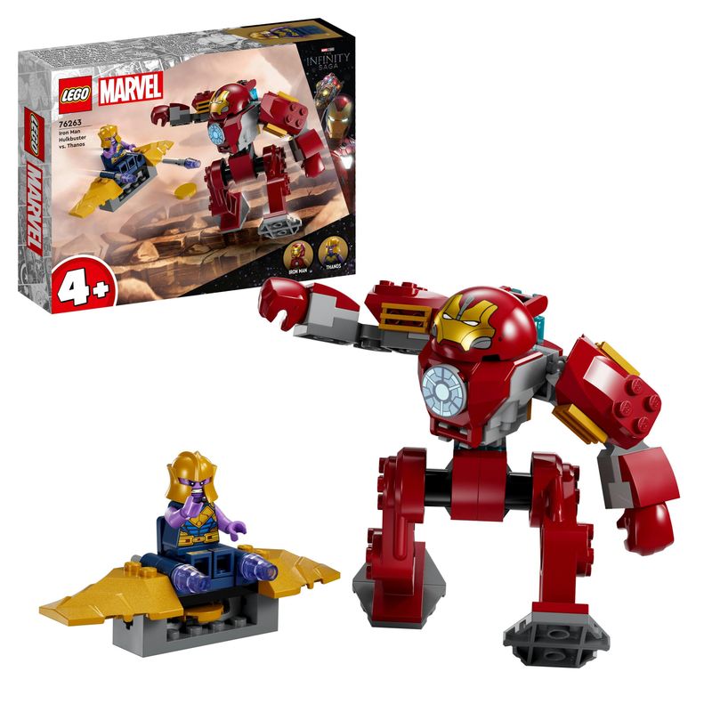 LEGO-Marvel-76263-Iron-Man-Hulkbuster-vs.-Thanos-Gioco-per-Bambini-4--Anni-Action-Figure-con-Aereo-Giocattolo-e-2-Minifigure