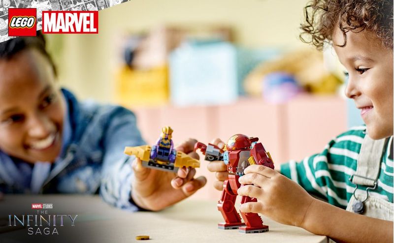 LEGO-Marvel-76263-Iron-Man-Hulkbuster-vs.-Thanos-Gioco-per-Bambini-4--Anni-Action-Figure-con-Aereo-Giocattolo-e-2-Minifigure